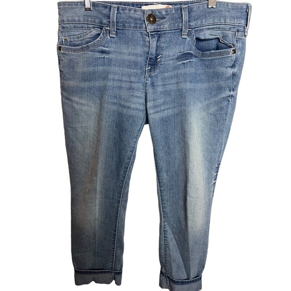 G by guess mid rise jeans size 31 stretch medium wash cuffed Y2K - Picture 1 of 14